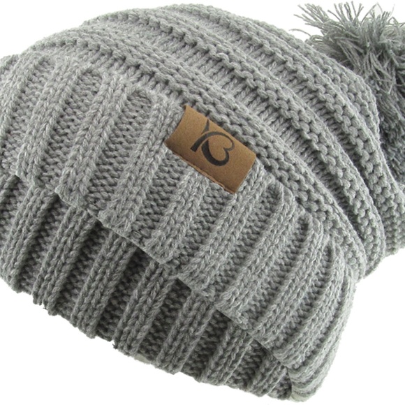 Chunk Pom Pom Cable Knit Ribbed Beanie - Picture 5 of 11